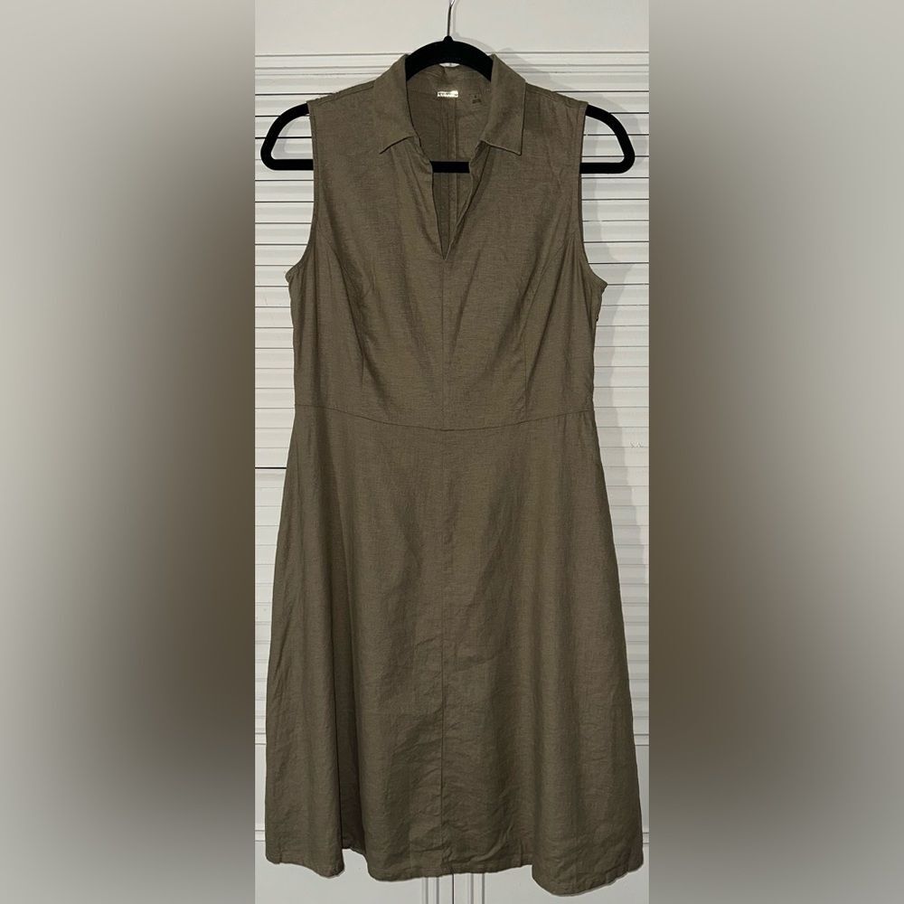 T Tahari Women's Linen Blend Sleeveless Collared Fit & Flare A-Line Dress Size 6